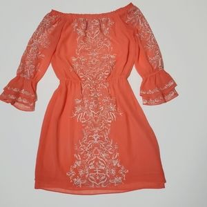 White House Black Market Sheer Embroidered Dress